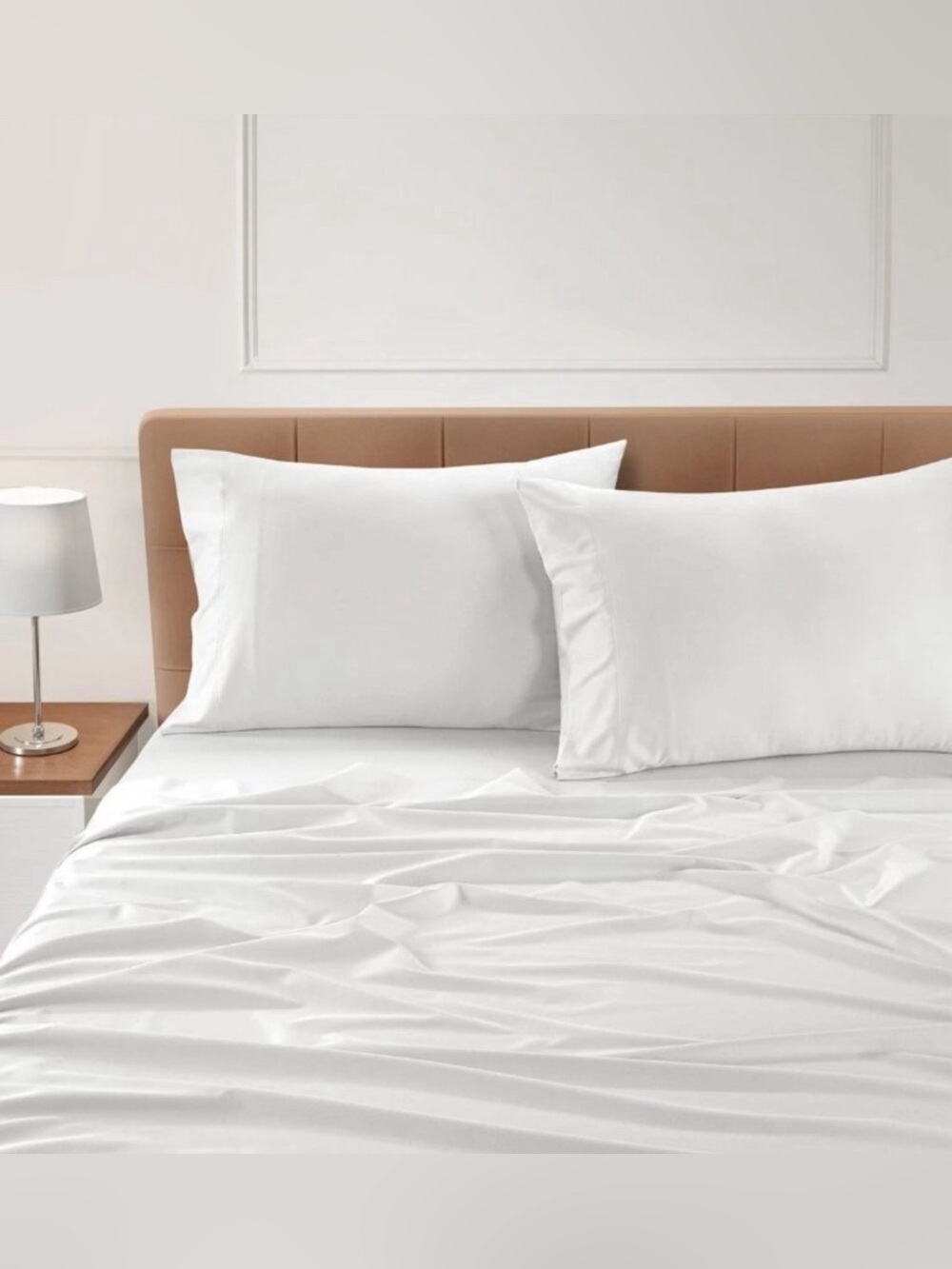 NWT SleepRX Macy's King Sheet Set Bright White Bamboo Cotton Cooling Bedding - Picture 4 of 6